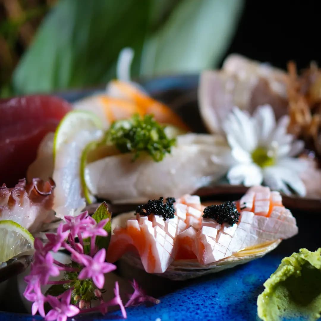 Sashimis Variados — Sashimis de Salmão, Atum, Peixe Branco, Polvo, Salmão maçaricado e Atum selado